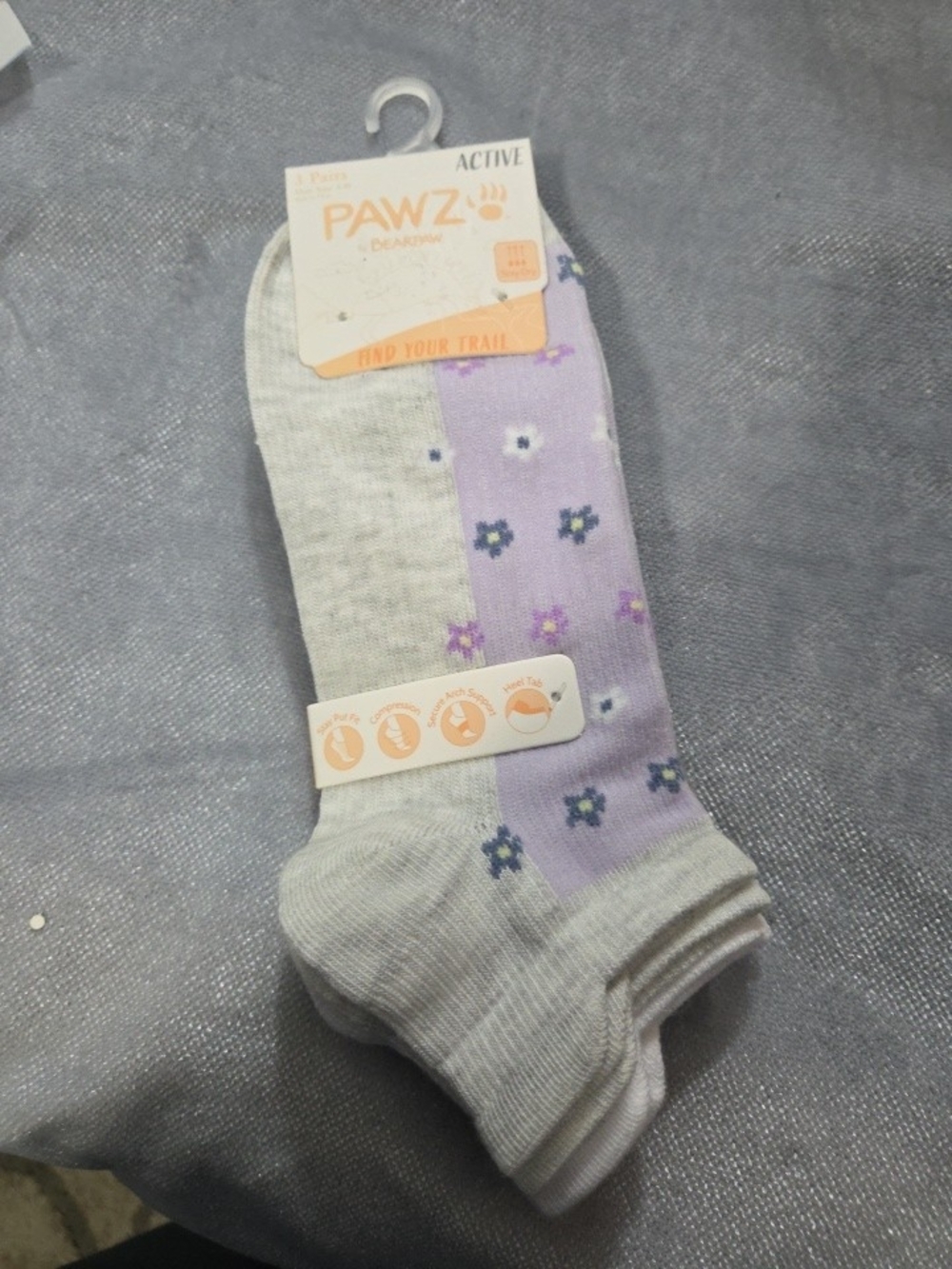 PAWZ by BearPaw 3 Pack No-Show Ankel Sock Set